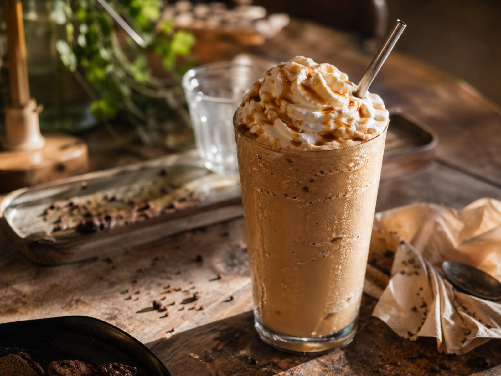 Bebida fria de cafe con crema